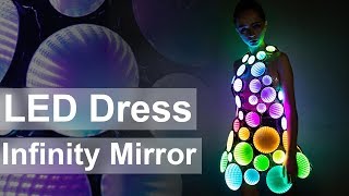 Infinity mirror led light up party sexy fancy dress skirt costume clothing  _N01