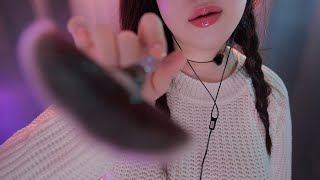 ASMR Brushing You????????️ (Inaudible Whispering, 18 Face and Ear Brushing, Slow, Low Light)