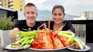 สามีฝรั่งกินกุ้งยักษ์ครั้งแรกงานนี้มีฮา ส้มตำนัวๆแซ่บต่อไม่รอแล้วนะจ๊วดๆจ้า| ส้มตำ |อาหารอีสาน