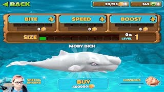 Прохождение Hungry Shark Evolution - MOBY DICK - МОБИ ДИК - 400.000 Монет и МОЙ
