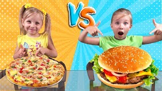 БУРГЕР против ПИЦЦА Челлендж с Николь и Алисой / PIZZA vs BURGER Challenge