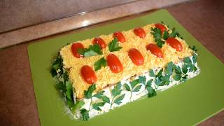 Салат пирог с тунцом. Красиво и вкусно.