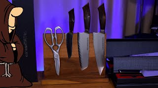 Набор Ножей RAWMID Luxury Ironwood, Кухонные ножницы, Магнитная подставка и пара ножей RAWMID Modern