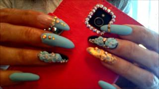 Long Blue Nails Tapping