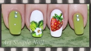 Летний маникюр акриловыми красками Клубника | Cute Strawberry Nails