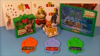 2009 SHREK THE HALLS SET OF 4 HARDEE'S KID'S MEAL TOY'S VIDEO REVIEW