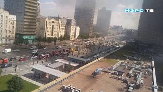 Пожар на Н.Арбате Камеры включились с первого языка пламени - еще до пожарных и ТВ