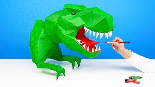 ОГРОМНЫЙ 3D ТИРАННОЗАВР ИЗ БУМАГИ КАК СДЕЛАТЬ ДОМА СВОИМИ РУКАМИ | PAPERCRAFT T-REX DIY