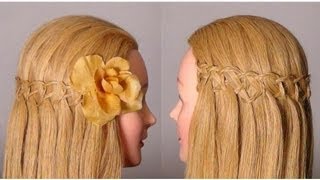 Красивая  прическа: Французский водопад. Waterfall braid hairstyle