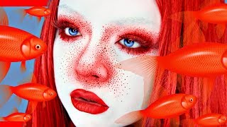 FULL FACE USING ONLY RED MAKEUP CHALLENGE ?
