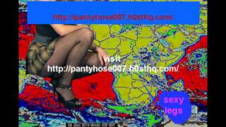 long legs in miniskirt , high heels black  pantyhose