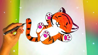 Как нарисовать милого ТИГРЁНКА? Лёгкие рисунки для срисовки