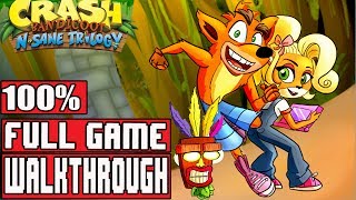 Crash Bandicoot N. Sane Trilogy Walkthrough Part 1 Full Game 100% Boxes, Gems (Crash Bandicoot PS4)