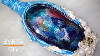 Декор бутылок в морском стиле своими руками.  Декупаж декорирование украшение бутылки. Мастер класс