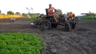 Фрезерование огорода мотоблоком на навеске минитрактора
