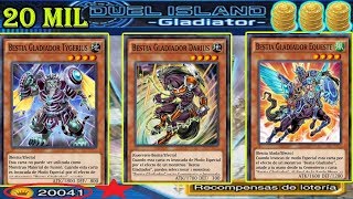 Duel Links. Gastando 20,000 Monedas Milenarias Loteria Isla de duelos Gladiador. 25 Gemas Obtenidas.