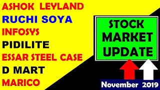 (Ruchi soya) (Ashok Leyland) (infosys) (D Mart) (Essar steel case) (Marico) (pidilite) news by SMkC