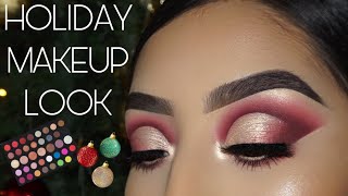 HOLIDAY MAKEUP TUTORIAL | Red Half Cut Crease ?