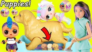 Barbie Puppy has Babies! Pharaoh Babe Unicorn LOL Surprise Doll Playmobil for Lil Punk Boi JOJO SIWA