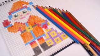 РИСУНКИ ПО КЛЕТОЧКАМ-ДЕД МОРОЗ-| Pixel Art - Простые рисунки Новый год