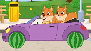 Famille d'Écureuil - Réparé La Voiture Avec De La Pastèque Vidéos Animé 2021 en Français 13+