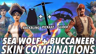"Sea Wolf + Buccaneer " SKIN BEST BACKBLING + SKIN COMBOS! (Season 8) (Fortnite) (2019)