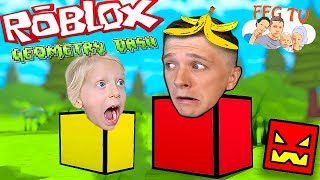 Ты не ПРОЙДЕШЬ ЭТУ ИГРУ! Geometry dash в ROBLOX Мульт Герой КВАДРАТ Милана и папа играют от FFGTV