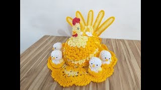 Galinha de crochê com pintinhos/ 1° PARTE
