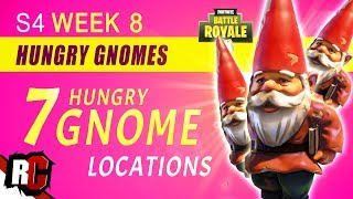 Fortnite WEEK 8 Challenge | ALL 7 HUNGRY GNOMES Challenge (Hidden Hungry Gnome Locations)