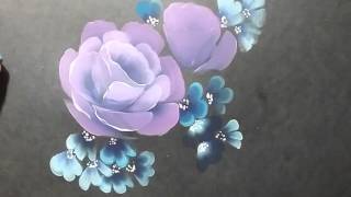 Цветы плоской кистью. Китайка. Плоская кисть. Роспись плоской кистью.