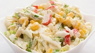 ПРОСТОЙ И ВКУСНЫЙ КРАБОВЫЙ САЛАТ! Салат с крабовыми палочками и огурцом.