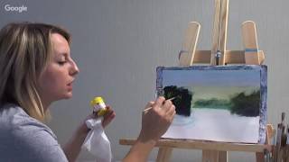 Живопись. Летний пейзаж. Деревья, вода.