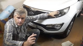 Sportage 3. Установка "Волговских" сигналов.  Установка переднего бампера на место. Часть 2.