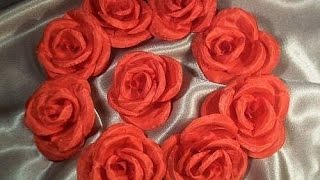Цветы из фетра.Украшения из салфеток для мытья посуды.Как из салфетки сделать розу.Идеи рукоделия.