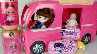 Baby doll bus car and drinks machine surprise eggs toys play 아기인형 버스 자동차 LOL 서프라이즈 에그 언더랩스 장난감 - 토이몽