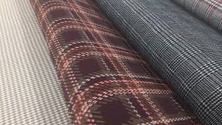 Bekleidungsstoff Strickstoff Glencheck Karo weiß schwarz rot