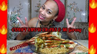 Curry Snow Crabs + Spicy Mi Goreng Mukbang | Seafood and Ramen