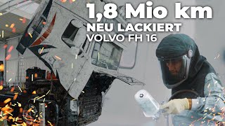1,8 Millionen Km werden neu lackiert. Liebhabertruck Volvo FH16 in der Lkw-Lackierkabine!