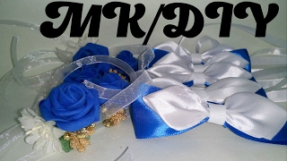 Простая бабочка и бутоньерка на руку/MK/DIY/Kanzashi tutorial
