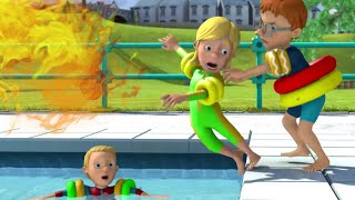 Sam le Pompier ⭐️Ne courez pas au bord de la piscine! ? Sécurité avec Sam | Dessins Animés