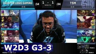CLG vs TSM | Game 3 S7 NA LCS Summer 2017 Week 2 Day 3 | TSM vs CLG G3 W2D3
