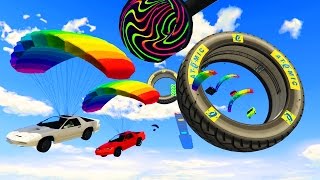 ПРОЛЕТИ В УЗКУЮ ДЫРОЧКУ НА МАШИНЕ С ПАРАШЮТОМ! ПАРКУР! (GTA 5 ONLINE ГОНКИ)