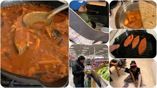 Lunch - dinner routine vlog in Tamil | BJ's shopping | spicy fish curry and fry | Paneer peas masala
