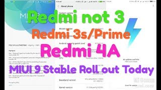 Redmi Note 3, Redmi 3s/Prime, Redmi 4A MIUI 9 Stable Roll out Today