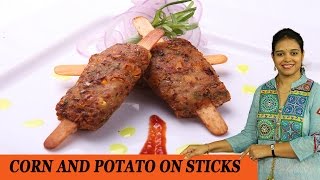 CORN AND POTATO ON STICKS - Mrs Vahchef