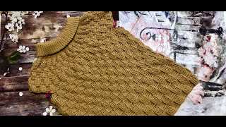 Платье крючком узор " Шахматы".Круглая кокетка.Часть 2