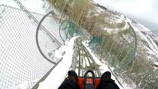 Park City Alpine Coaster POV Roller Coaster in the SNOW Utah Ski Resort 60fps