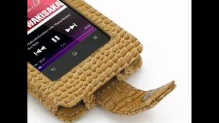 PDair Leather Case for Sony Walkman NWZ-F804/F805/F806 - Flip Type (Brown/Crocodile Pattern)