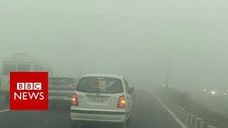 Hair-raising drive through Delhi smog - BBC News
