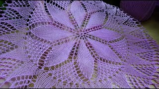 Ажурные салфетки спицами. Салфетка  2  (часть 1).